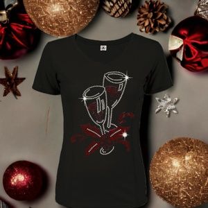 Rhinestone Christmas easy iron on design ( background and t-shirt not included)